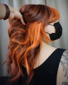 Magical Hair Color, Fashion Color Ideas Hair, Bright Red And Copper Hair, Red Hair With Orange Underneath, Red Hair With Pops Of Color, Spicy Auburn Hair Color, Fall Bright Hair Color, Peekaboo Hair Color Redhead, Fall Hair Colors Orange