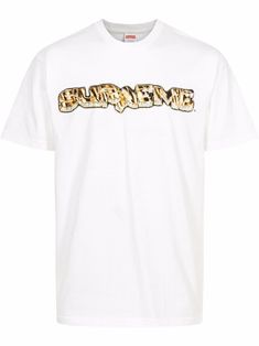 white cotton logo print to the front text print crew neck short sleeves When buying this unisex item, keep in mind that it is graded in standard men's sizing. Supreme Tee Shirt, Supreme Clothing, Supreme Logo, Diamond Logo, Bright Patterns, Cotton Logo, T Shirt Vest, Casual T Shirts, Print T Shirt