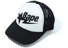 BAPE Sta Mesh Cap Black - SS20 Bape Trucker Hat, Nwjns Photoshoot, Bape Hat, Y2k Hats, Swaggy Clothes, Cap Aesthetic, Bape Streetwear, Jordans Aesthetic, Black Gods