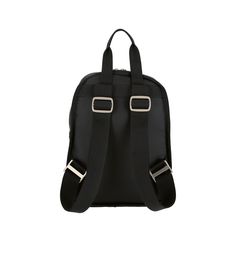 Zip main closure with dual zipper pulls, Two exterior front pockets with zip closures, Adjustable webbing shoulder straps, Pinched top loop handle, Interior back wall open pocketDimensions:11.5H x8.75W x 3.5D in, 29.21H x 22.23W x 8.89D cm Nylon Backpack With Detachable Strap For Commuting, Modern Backpack With Zipper Closure And Double Handle, Black Backpack With Adjustable Straps For On-the-go, School Backpack With Zipper Closure And Double Handle, Nylon Leather Backpack With Zipper For Daily Use, Versatile Nylon Backpack With Detachable Strap, Functional Nylon Backpack With Detachable Strap, Nylon Backpack With Detachable Strap For Daily Use, Functional Black Backpack With Double Handle