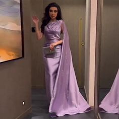 Dreamy Vow Arabic One Shoulder Lilac Dubai Evening Dresses with Cape Elegant Ankle Length Women Wedding Guest Party Gowns 273 Evening Dresses Short Parties, Dubai Evening, Lebanese Wedding, Evening Dresses Short, Evening Dresses Plus Size, Ball Gowns Evening, فستان سهرة, Arab Women