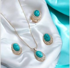 Very high quality oval shaped turquoise, jewelry set Luxury Turquoise Jewelry For Party, Turquoise Jewelry Set, Oval Necklace, Adjustable Ring, Turquoise Jewelry, Adjustable Rings, Necklace Set, Jewelry Set, Jewelry Earrings Dangle