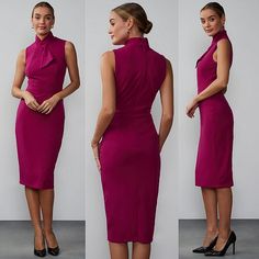 Size: Medium Brand New, Nwt Purple Sleeveless Midi Dress For Evening, Elegant Purple Sleeveless Evening Dress, Elegant Purple Sleeveless Midi Dress, Elegant Purple Office Dress, Office Purple Midi Length Dresses, Purple Midi Office Dresses, Purple Midi Length Office Dresses, Purple Knee-length Office Dress, Chic Purple Sleeveless Dress For Party