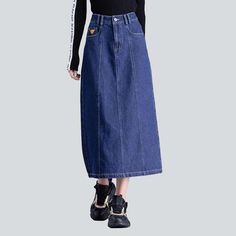 Introducing our casual long denim skirt from the 2023 Autumn Collection a blend of classic and modern vibe to take your fashion game to the next level!Why You'll Love ItFeaturing a medium wash. long length. high-waist design and zipper & button closure. this denim skirt is the perfect addition to your wardrobe. Its unique combination of classic style and modern design ensures you will look effortlessly stylish and be ready for any occasion.Distinctive Features: Casual Style: Whether it's a day o Denim Blue Straight Leg Skirt For Fall, Trendy Full-length Dark Wash Denim Skirt, Trendy Full Length Dark Wash Denim Skirt, Trendy Full Length Denim Blue Denim Skirt, Trendy Full-length Denim Blue Skirt, Fall Straight Leg Denim Skirt, Fall Denim Skirt With Pockets, Straight Leg, Trendy Full Length Denim Skirt For Fall, Denim Skirt For Fall