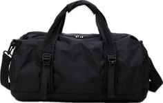 Casual High-capacity Travel Bag, Black High-capacity Functional Shoulder Bag, Casual High-capacity Travel Bag For Outdoor, Casual High-capacity Shoulder Bag For Outdoor, Casual Travel Bag With Large Capacity, Casual Solid Color Gym Bag With Large Capacity, Casual Large Capacity Gym Bag, Sporty Solid Color Travel Bag, Black Nylon Weekender Bag For Outdoor