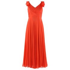 Check out this item from 1stdibs! LILLIE RUBIN c.1960's Coral Silk Chiffon Empire Waist Surplice Maxi Dress Gown: https://www.1stdibs.com/id-v_9312852 Vintage Party Chiffon Dress, Vintage Spring Gala Dresses, Orange Chiffon Evening Dress, Elegant Orange Chiffon Maxi Dress, Vintage Chiffon Dress For Formal Occasions, Vintage Chiffon Maxi Dress For Party, 60s 70s Fashion, Knife Pleat, Sleeveless Gown