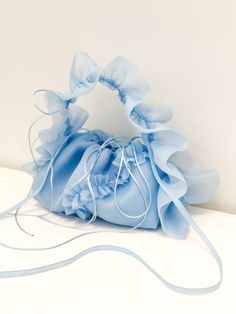 Light Blue Accessories, Ruffles Bag, Bag Fabric, Fabric Ornaments, Fabric Christmas Ornaments, Creation Couture