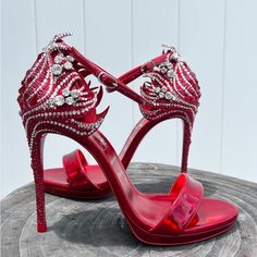 Christian Louboutin Heel **Limited Edition** -Red Crystal -Retail $5,000 -Authentic -120 Mm -Includes Box **Excellent Condition E Christian Louboutin Heels, Red Crystals, Louboutin Shoes, Christian Louboutin Shoes, Shoes Women Heels, Christian Louboutin, Shoes Heels, Limited Edition, Size 10