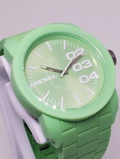 Introducing the Diesel Only the Brave DZ-1570, a standout sports watch that brings Diesel's unique boldness to your wrist. Featuring a green case and dial with a matching green silicone bracelet (8"), this 44mm watch is perfect for making a statement. Its quartz movement ensures precision and reliability, while the durable design offers long-lasting performance. Brand new, this watch is a must-have for both Diesel fans and vintage watch collectors, who appreciate its edgy design and iconic prese Diesel Only The Brave, Only The Brave, Green Cases, Silicone Bracelets, Sports Watch, The Brave, Wrist Watches, Vintage Watches, Quartz Movement