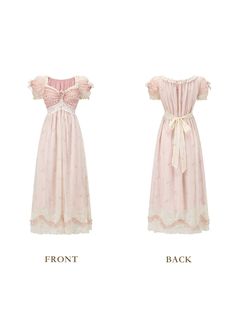 The in-stock will be shipped within 1-2 days. Materials: ShellA：100%Polyester ShellB：Base fabric: 100% nylon Flowers: 100% polyester ShellC：100%Polyester Lining：100%Polyester Features: The chest area is adorned with sewn organza flowers, adding a sweet and eye-catching touch. Bubble sleeves are embellished with mesh details, creating a three-dimensional silhouette that enhances the shoulder shape. The waist is adorned with lace trim, and the high-waisted design with delicate pleats creates a loo Lace Made Dress, Frilly Prom Dress, 1800s Dresses Casual, Pink Puff Sleeve Dress, Fashion Base, Cinched Waist Dress, Modest Girly Outfits, Coquette Dress, Vintage Pink Dress