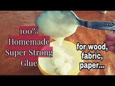 someone is spooning sugar into a bowl with the words, 100 % homemade super strong glue