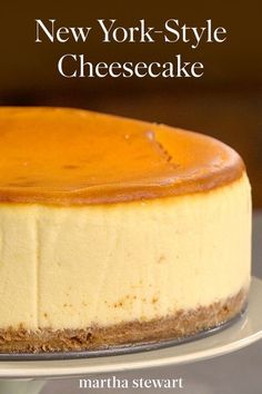 a cheesecake sitting on top of a white plate