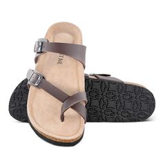 PRICES MAY VARY. Leather sole Ladies Sandals Size: US Women 6/7/8/9/10/11.EU37/38/39/40/41/42. Insole meterial：COW SUEDE LEATHER Design:Summer sandals for women 2018,Adjustable. Function： The suede is soft and not stinky. The heels are padded, which is great.if you're looking to walk long distances, as I think they could not easily cause pain in that situation. Womens Sandals Summer, Sandals Flat, Slippers For Women, Designer Slippers, Most Comfortable Shoes, Casual Slippers, Leather Slippers, Casual Flats, Casual Sandals