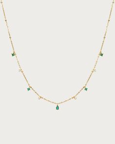 Silver Elysee Necklace in Emerald Green - En Route Jewelry Cute Green Necklace, Dressy Jewelry, En Route Jewelry, Cherry Earrings, Romantic Jewellery, Dangle Necklaces, Clover Necklace, Green Jewelry, Emerald Necklace