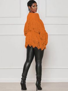 Material: Knit. 95% polyester & spandex.Feature: Tassel. soild color. long sleeve. ribbed. bodycon. cardigan.Style: Casual Trendy Fringe Sweater For Fall, Fall Tassel Long Sleeve Sweater, Knit Fringe Outerwear For Fall, Long Sleeve Knit Sweater With Tassels, Fringe Cardigan For Fall, Knit Outerwear With Fringe For Fall, Fringe Cardigan For Fall Layering, Fall Long Sleeve Fringe Sweater, Solid Stretch Cardigan For Fall