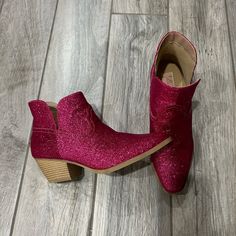 Never Worn. No Tags Attached. Glitter Cowgirl, Cowgirl Ankle Boots, Suede Ankle Boots, Pink Glitter, Bootie Boots, Pink Ladies, Ankle Boots, Glitter, Women Shoes