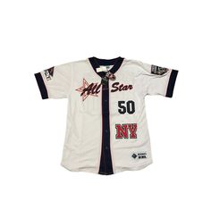 Nwt Vintage Mega Usa All Stars New York Baseball Jersey Size 2xl. White Star Logo Top For Streetwear, White Tops With Star Logo For Streetwear, White Star Print Top For Streetwear, Casual White Top With Star Patch, White Casual Top With Star Patch, Vintage Baseball Jersey, Astros T Shirt, Ny Baseball, Jersey Baseball