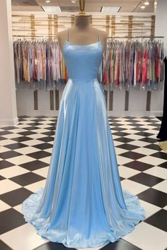 Wedding Guest Dresses Uk, Blue Long Prom Dresses, Baby Blue Prom Dresses, Dress Blue Long, Satin Long Prom Dress, Satin Formal Gown, Prom Dress Blue, Prom Dresses Simple, Long Evening Dress