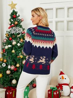 Pattern: Christmas DayStyle: PulloverType: loose typeClothing length: common style (50cm < clothing length ≤65cm)Collar: round neckSleeve length: Long sleeveSleeve type: regular sleevePopular elements: color matchingColor: red, beige, navy blueSizes: S,M,L Festive Sweaters, Christmas Tree Sweater, Tree Sweater, Fun Day, Christmas Pictures, Early Spring, Christmas Women, White Sweaters, Travel Vacation