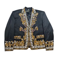 Imperial Fashion, Mens Fashion Casual Outfits, Gold Embroidery, Mens Fashion Casual, Fashion Casual, Fashion Forward, Mens Jackets, Floral Design, Coats Jackets