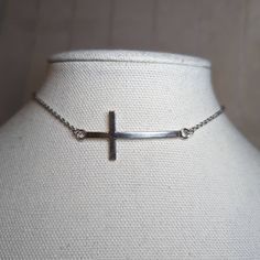 Large Silver Cross Choker Necklace Charms Measure Approximately 21x51mm. Comes On A 14 Inch Stainless Steel Necklace With A Lobster Clasp And 1.5 Inch Extension Chain Cross Choker Necklace, Layered Coin Necklace, Cross Choker, Claw Necklace, Bullet Necklace, Pave Necklace, Lapis Necklace, Statement Collar Necklace, Necklace Charms