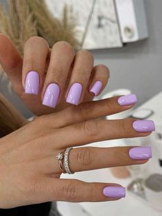 Colourful Nails, Short Square Nails Summer, Ongles Gel Violet, Milky Nails, Simple Spring Nails, April Nails, Purple Nail Art, Nails Trend, Lavender Nails