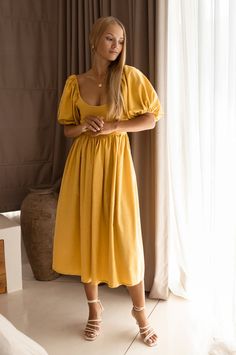 Cherie Maxi Dress. – ELF Midi Frock, Afternoon Picnic, Sorority Rush Dresses, Puff Sleeve Midi Dress, Casual Bodysuit, Bachelorette Dress, Rush Dresses, Couple Session, Bridal Shower Dress