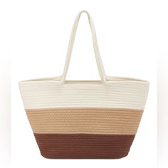 Inc International Concepts Ombr Rope Tote Bag New Multi Color This Is An Extra Large Bag See Pictures For Size And Description If You Have Any Questions Please Comment Below! White Canvas Beach Bag With Double Handle, White Double Handle Canvas Beach Bag, White Summer Bucket Bag For Shopping, White Canvas Beach Bag For Everyday Use, White Large Capacity Bucket Beach Bag, Casual White Canvas Bag With Leather Handles, Everyday White Beach Bag With Leather Handles, White Beach Shoulder Bag For Shopping, White Shoulder Beach Bag For Shopping