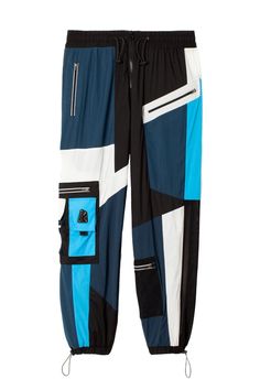 Color-blocked utility pants with bungee pocket details and reflective zippers. Body: 93.7% Nylon 6.3% Spandex     Splicing/Lining: 86% Nylon 14% Spandex Outdoor Nylon Cargo Pants With Zip Fly, Nylon Cargo Pants With Zip Fly For Outdoor, Techwear Pants With Reflective Details For Outdoor, Nylon Outdoor Pants With Zip Fly, Nylon Pants With Zip Fly For Outdoor, Streetwear Nylon Cargo Pants With Functional Pockets, Nylon Athleisure Pants With Pockets, Athleisure Nylon Pants With Pockets, Streetwear Nylon Pants With Functional Pockets