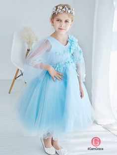 Only $79.99, Flower Girl Dresses Tea Length Tulle Blue Applique Flower Girl Dress with Sleeves #EFA02 at GemGrace. View more special Flower Girl Dresses now? #GemGrace To buy delicate gowns at affordable prices. Over 399 new styles added, shop now to get $5 off! All free shipping! Baby Blue Flower Girl Dress, Flower Girl Dress With Sleeves, Light Blue Tutu Dress For Spring Dress-up, Light Blue Spring Tutu Dress For Dress-up, Light Blue Princess Style Tutu Dress For Dress-up, Dresses Tea Length, Tea Length Flower Girl Dress, Fairy Dress Kids Blue, Tea Length Tulle