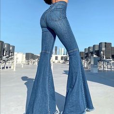 Stretchy Cute Bell Bottom Jeans That Can’t Stay In Stock On Fashion Nova Cute Bell Bottoms, Blue Bell Bottoms, Mall Haul, Bell Bottom Outfits, Bell Bottom Jeans Outfit, Outfit References, Thrift Inspo, Oc Inspo, Light Flare