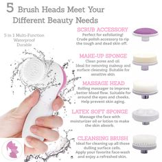 Facial Cleansing Brush How To Use, How To Use A Face Cleansing Brush, Facial Brush Cleanser How To Use, Shopify Boutique, Face Brushing, Makeup Sponge Cleaner, Med Hair, Face Cleanser Brush, Diy Natural Beauty Recipes