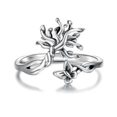 PRICES MAY VARY. Design🌲 Tree of Life is a symbol of positive energy, wisdom, prosperity, rebirth, Self Growth, Vitality, redemption and healing. Wearing the tree and butterfly ring, you can feel the endless and energetic spirit of the tree, bring life and hope to people - We can go through all these no matter what. Material🌲Tree Rings are made of real sterling silver, oxidized ring will not fade or scratch your fingers. Friendly to Sensitive Skin. Lead-Free & Nickle-Free. It does not contain Tree Of Life Ring, Oxidized Ring, Tree Rings, Irish Celtic, Butterfly Ring, Retro Jewelry, Wrap Rings, Rings For Women, Womens Jewelry Rings