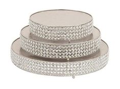 three tiered cake stand with clear crystal stones