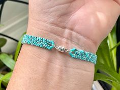 Miyuki 11/0 Delica Seed Bead Bracelet in Sea Cruise Mix Woven - Etsy Seed Bead Bracelet, Matching Rings, Seed Bead Bracelets, Beaded Rings, May 7, Blue Bracelet, Magnetic Clasp, Perfect Ring, Jump Rings