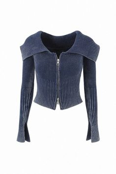 Lasaky - Women's Cropped Cardigan with Ribbed Hem and Two-Way Zipper Ribbed Outfit, Soft Knit Cardigan, Blue Outfits, Outfits Vintage, Oversized Knit Cardigan, Knitting Women Cardigan, Jaded London, Winter Girls, Oversize Knit