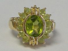 VINTAGE SOLID 14k GOLD NATURALPERIDOT RING SIZE 6  | eBay Antique Gold Cluster Ring With Gemstones, Antique Multi-stone Yellow Gold Cluster Ring, Antique Multi-stone Cluster Ring In Yellow Gold, Vintage Gold Cluster Ring With Gemstones, Estate Gold Ring As Gift, Antique Gold Cluster Ring With Multi-stone, Vintage Gold Multi-stone Cluster Ring, Antique Yellow Gold Cluster Ring With Gemstone, Gold Multi-stone Cluster Ring Collectible