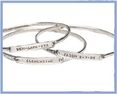 I would love this! Classic Friendship Bangle Bracelets, Classic Bangle Bracelets For Friendship, Silver Stackable Friendship Bracelets, Silver Stackable Bracelets For Friendship, Silver Stackable Jewelry For Friendship, Adjustable Stackable Bangle For Everyday, Stackable Friendship Bangle Bracelets, Stackable Bangle Bracelets For Friendship, Trendy Personalized Sterling Silver Bracelets