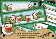 an owl themed christmas card and envelope kit