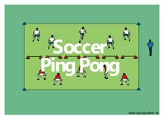 the words soccer ping pong on a green field