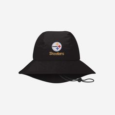 Pittsburgh Steelers Solid Fisherman Hat FOCO - FOCO.com Sporty Black Bucket Hat For Sports, Sports Fan Hats For Sports Events, Sports Fan Baseball Cap With Team Logo, Team Spirit Hats With Team Logo, Team Logo Hats For Fan Merchandise, Sports Fan Hats With Team Logo For Sports Events, Sports Fan Hat With Team Logo, Team-colored Sports Fan Hat With Team Logo, Sporty Hats With Team Logo For Game Day