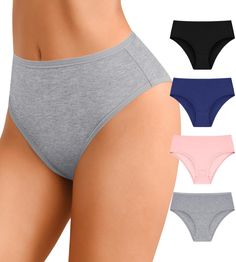 PRICES MAY VARY. SOFT COTTON & STRETCH FABRIC:95% combed+5% spandex=100% ultimate comfort,the set boasts exceptional moisture-wicking properties.The Cotton Hipster Panties'soft stretchability provides a snug,friendly double layer crotch will take care of your sensitive parts with extra comfort.Cotton panties women are really breathable and stretchy.Our Cotton Briefs underwear refuse to be sultry,breathe freely. HIGH WAISTED HIPSTER PANTIES:Cheeky underwear for women features a high waist and High-Cut leg design that not only looks trendy but also effectively slims the waist,slims the waist and lifts the hips,enhancing your curves.It not only adds a sexy touch but also provides excellent elasticity. CHEEKY UNDERWEAR FOR WOMEN:Cheeky bikini design with moderate back coverage perfectly show y Leg Design, Cheeky Bikinis, Slim Waist, High Cut, Double Layer, Moisture Wicking, Stretch Fabric, High Waist, High Waisted