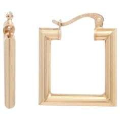 These chic and trendy square hoop earrings are crafted in 14k yellow gold and feature a majestic glow of high polish finish. This pair of hoop earrings will make a perfect eye catching fashion statement. Size: 19mm x 19mm. Width: 2.9mm. Total weight: 3.06 grams. Comes with a presentable gift box. Square Hoop Earrings, Perfect Eyes, Jewelry Earrings Hoops, Fashion Statement, Gift Box, Jewelry Earrings, Hoop Earrings, Yellow Gold, Square