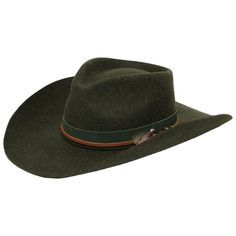 Wool Cowboy Hat with Pinch Crown and Feather by FRYE-COWBOY-San Diego Hat Company Curved Brim Military Hat For Hunting, Military Style Hunting Hat With Curved Brim, Military Hunting Hat With Curved Brim, Country Style Wool Felt Hat For Country Events, Western Style Felt Hunting Hat For Fall, Adjustable Western Felt Hat For Hunting, Country Style Fur Felt Hat Bands For Country Events, Adjustable Wool Country Hat Bands, Country Style Adjustable Wool Hat Bands