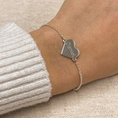 Engraved Heart Bracelet Heart Locket Bracelet, Custom Engraved Bracelet, Monogram Earrings, Bracelet With Heart, Signature Necklace, Locket Bracelet, Initial Earrings, Funny Scenes, Personalized Bracelet