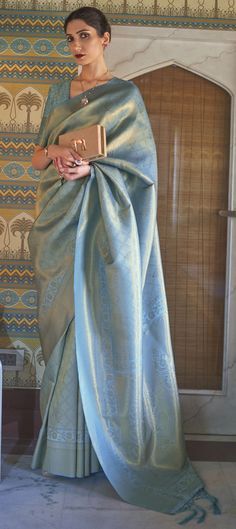 Sky Blue Saree, Blue Sari, Zari Saree, Blue Silk Saree, Kanjivaram Sarees Silk, Wedding Saree Indian, Traditional Indian Wedding