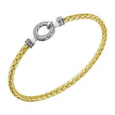 Features: Quick ShipCircumference: 7 1/4 InchJewelry Closure: Hook ClaspSetting: PaveStone Cut: RoundStone Millimeter Measurement: 1.25 Mm Width, 1.25 Mm LengthMetal Color: Two ToneCare: Wipe CleanStone Type: 32 Cubic ZirconiaBracelet Type: Bangle BraceletsMetal: 18k Gold Over SilverCountry of Origin: Imported Elegant Yellow Diamond Bracelet For Formal Occasions, White Gold Bracelet With Diamond Accents, Yellow Gold Cubic Zirconia Chain Bracelet, Gold Chain Bracelet With Diamond Accents, Formal Gold Bracelets With Diamond Accents, Classic Yellow Jewelry With Jubilee Bracelet, Gold Diamond-cut Chain Bracelet, Flexible Gold Bracelet In Fine Jewelry Style, Gold Diamond Cut Chain Bracelet