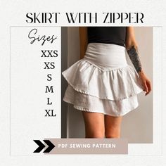 the skirt with zipper is shown in white