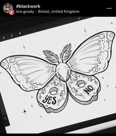 a drawing of a butterfly with numbers on it