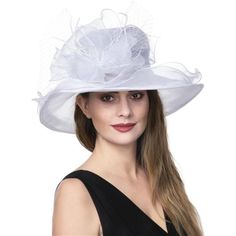 *Material: Organza. 100% Polyester.It Is A Charming Hat,It Also Can Be Detachable As Fascinator With A Clip. *Double Layer Design: Organza And Gauze, Translucent,Suitable For Spring, Summer, Autumn *Uv-Anti, Breathable, You Can Carry It Wherever You Want To, It Is Foldable And Save Space, Take It Out And Stretch, It Will Restore To The Original Shape *The Hat Brim Is About 4 Inchs All The Way Around, With Adjustable Drawstring Built In, It Can Fit For Head Circumference 21.26 Inch~22.83 Inch White Fitted Cloche Hat For Formal Occasions, White Fitted Hat For Wedding, Fitted White Hats For Weddings, Chic White Fitted Costume Hats And Headpieces, White Fitted Cloche Costume Hat, Fitted White Cloche Costume Hat, Elegant Fitted White Cloche Hat, White Fitted Brimmed Top Hat, Fitted White Brimmed Top Hat